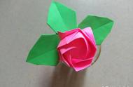 玫瑰叶子折纸教程（用一张纸就能折玫瑰花叶子）