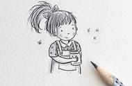 铅笔人物手绘少女简单（萌萌哒简笔画~可爱的小女孩铅笔手绘插画~）