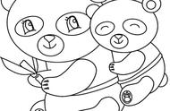 幼儿简笔画大全大熊猫（10张快乐的熊猫宝宝和熊猫妈妈卡通涂色简笔画）