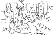 简笔画大全花草树木动物和房子（9张非常适合小孩子的春天风景花园卡通简笔画）